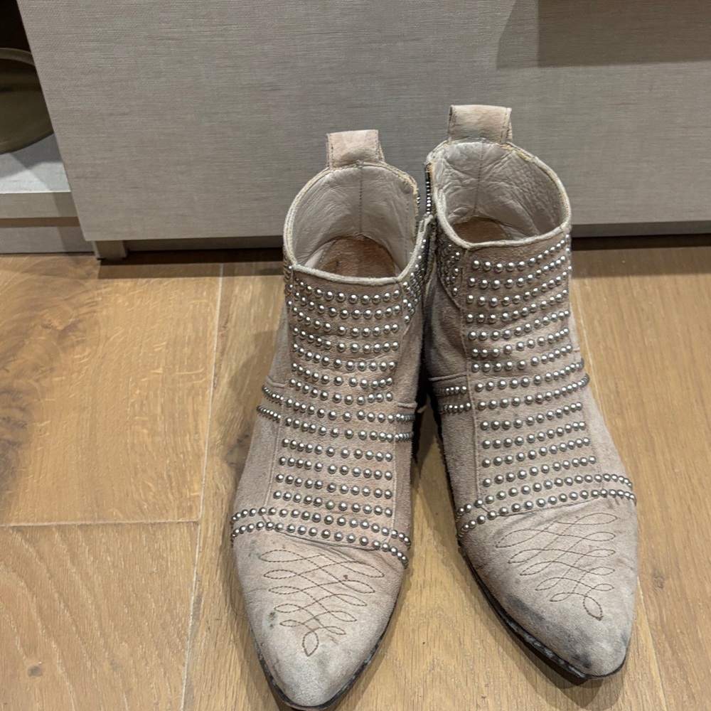 Anine Bing Studded Beige Ankle Booties